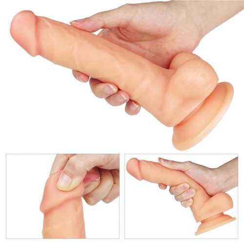 LoveToy Easy Strapon Set 7.5'' - мягкий страпон с реалистичным вибратором, 20х4 см (телесный)